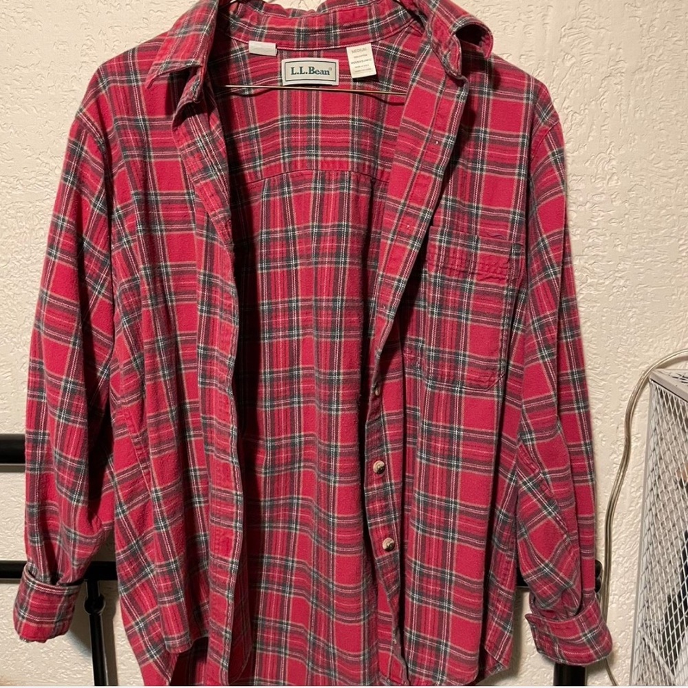 L.L. Bean Red Plaid Flannel Shirt